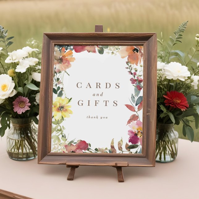 Wildflower Watercolor Wedding Cards Gifts Sign (Creator Uploaded)