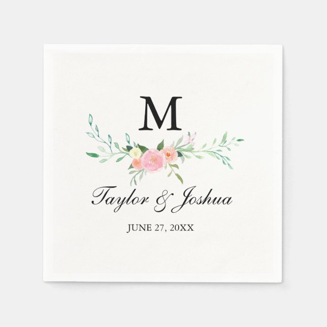 Wildflower Watercolor Wedding Napkin (Front)