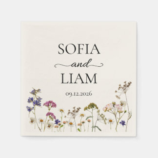 Wildflower Watercolor Wedding Napkin