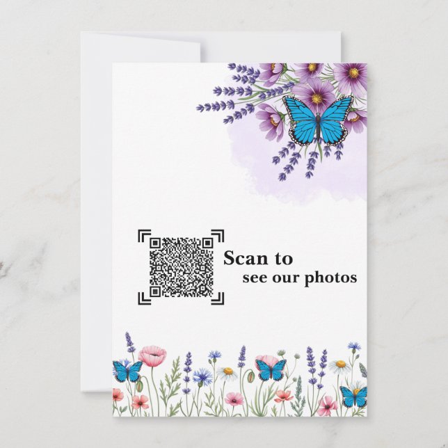 Wildflower Watercolor Wedding Thank You Card | Ele (Back)