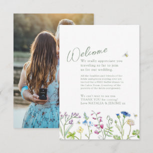 Wildflower watercolor wedding welcome thank you enclosure card