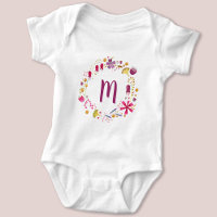 Wildflower Watercolor Wreath Monogram Initial