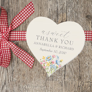Wildflower Wedding A Sweet Thank You  Heart Sticker