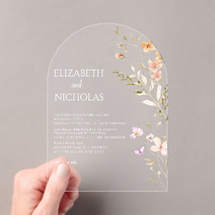 Wildflower Wedding Acrylic Invitations