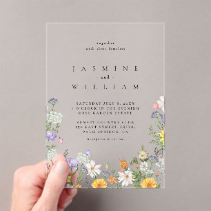 Wildflower  Wedding  Acrylic Invitations