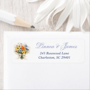 Wildflower Wedding Address Label Elegant Minimal Return Address Label