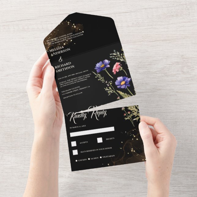 Wildflower Wedding  All In One Invitation (Tearaway)