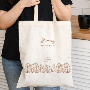 Wildflower Wedding Any Colour Floral Bridesmaid Tote Bag