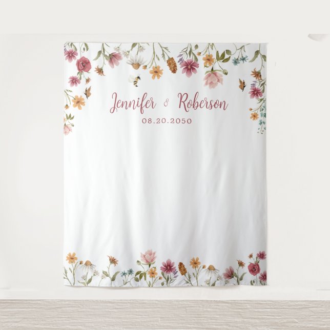Wildflower Wedding Backdrops Tapestry (Front)