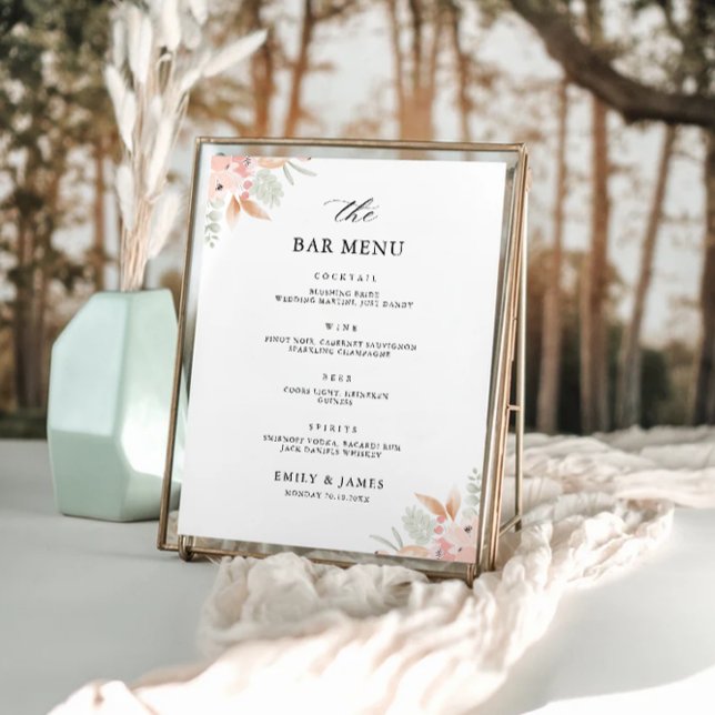 Wildflower Wedding Bar Menu Sign Template (Wildflower Wedding Bar Menu Sign Template)