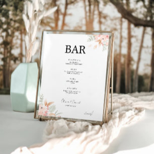 Wildflower Wedding Bar Menu Template Poster