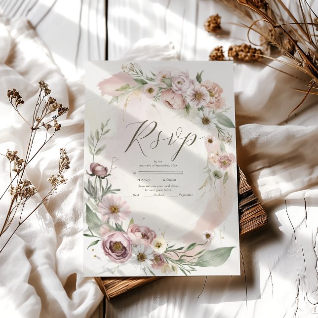 Wildflower Wedding Boho Country Floral RSVP Card (Creator Uploaded)