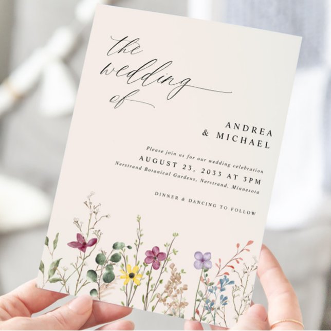  Wildflower Wedding Boho Elegant Cream Invitation (Creator Uploaded)