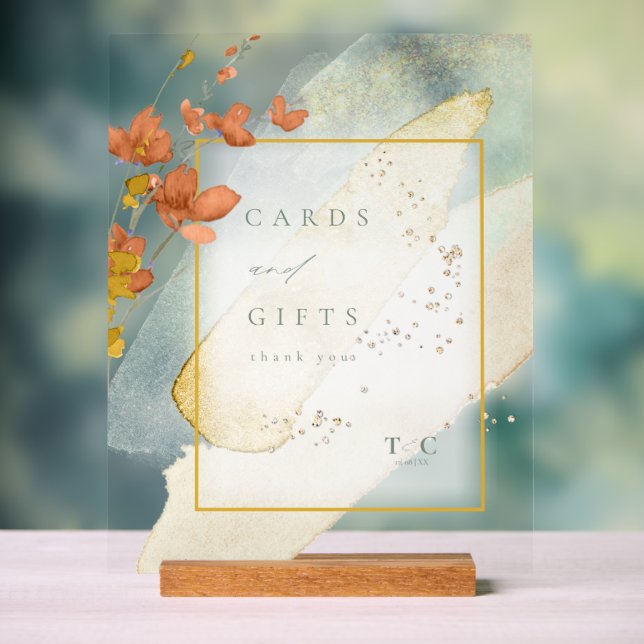 Wildflower Wedding Cards & Gifts Gold ID954 Acrylic Sign (Neutral)