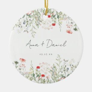 Wildflower Wedding Ceramic Ornament