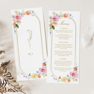 Wildflower Wedding, Colourful Floral Wedding Menu