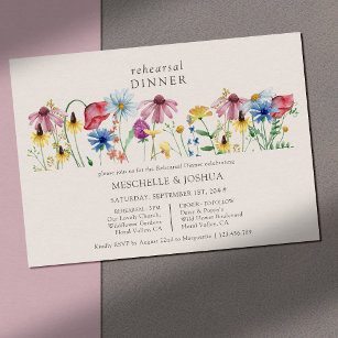 Wildflower Wedding Country Floral Rehearsal Dinner Invitation