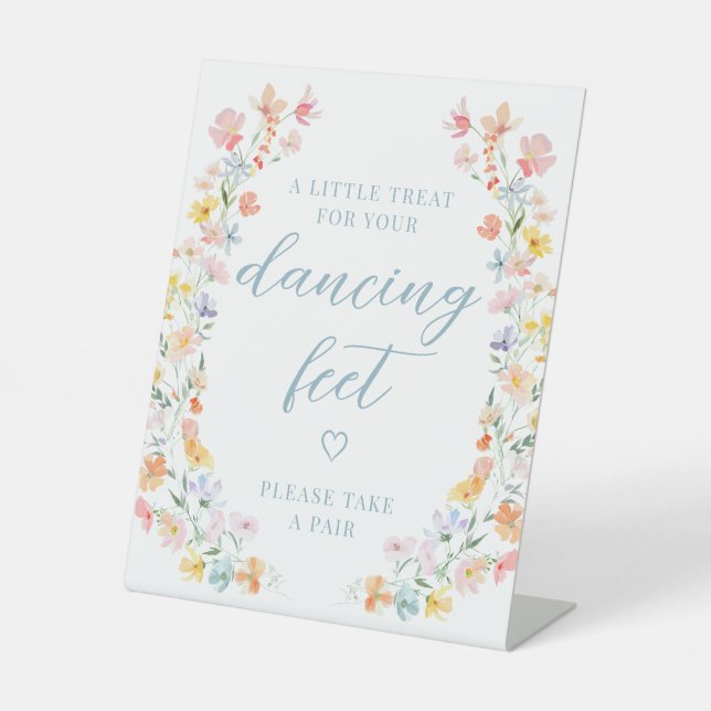 Wildflower Wedding Dancing Feet Flip Flops Sign (Front)