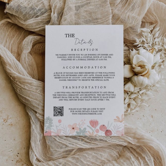 Wildflower Wedding Details Card Template (Creator Uploaded)