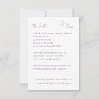 Wildflower Wedding Details Card with QR Code