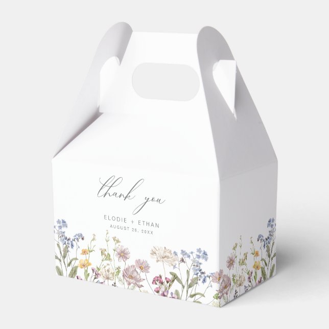 Wildflower Wedding Favour Box Floral Boho Summer (Front Side)