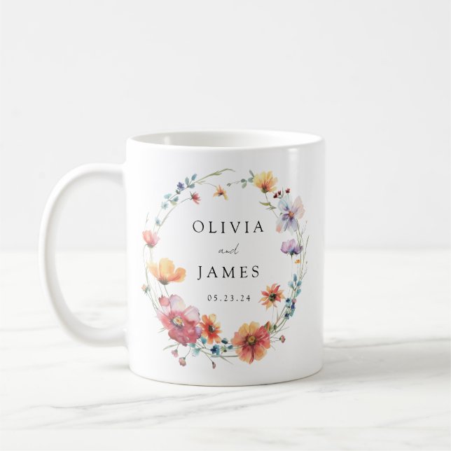 Wildflower Wedding Favour Coffee Mug (Left)