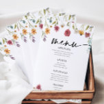 Wildflower Wedding Flat Menu<br><div class="desc">Watercolor Wildflower Wedding menu. This menu card is chraacterised by wildflowers with two modern high-class fonts that shape the trends of the present and future festive events.</div>