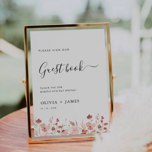 Wildflower Wedding Guest Book Sign Template (Wildflower Wedding Guest Book Sign Template)