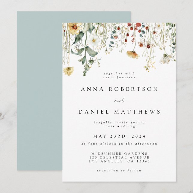 Wildflower Wedding Invitation (Front/Back)