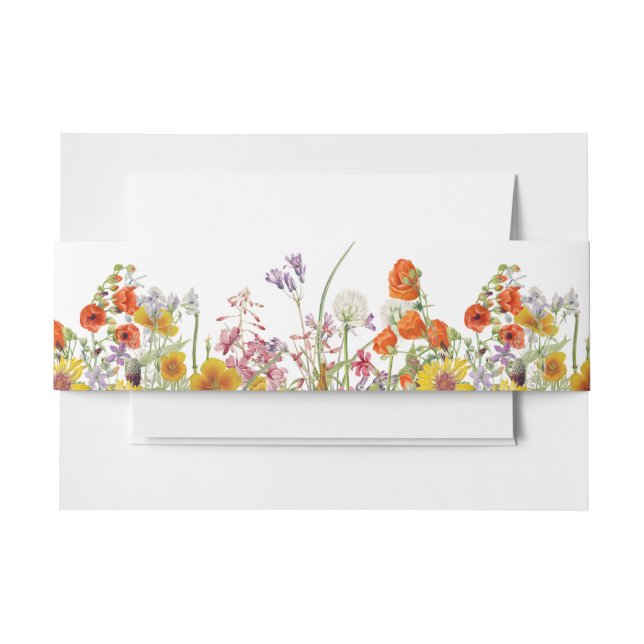 Wildflower Wedding Invitation Belly Band (Front Example)