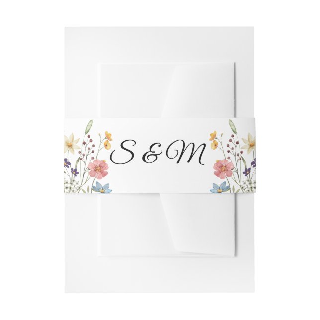 Wildflower  Wedding Invitation Belly Band (Front Example)