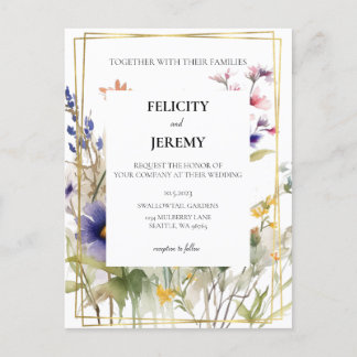 Wildflower Wedding Invitation Postcard