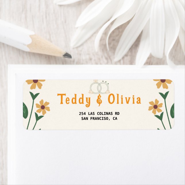 Wildflower Wedding Invitation Return Address Label (Insitu)
