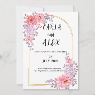 Wildflower Wedding Invitation Template, Printable 