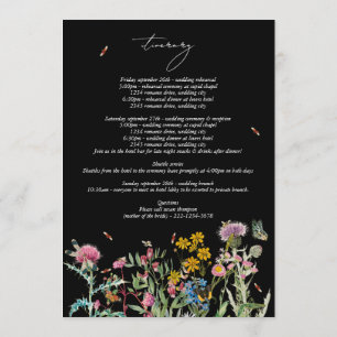 Wildflower Wedding Itinerary Program Black Boho