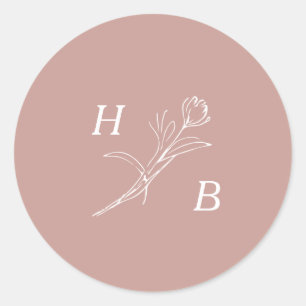 Wildflower Wedding Monogram Classic Round Sticker