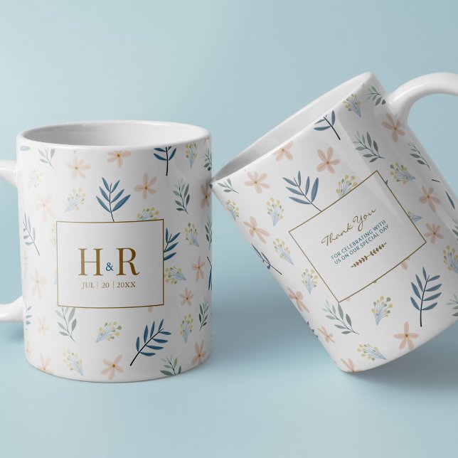 Wildflower Wedding Monogram Thank You Mug (Creator Uploaded)