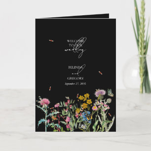 Wildflower Wedding Order of Service Black Boho Program