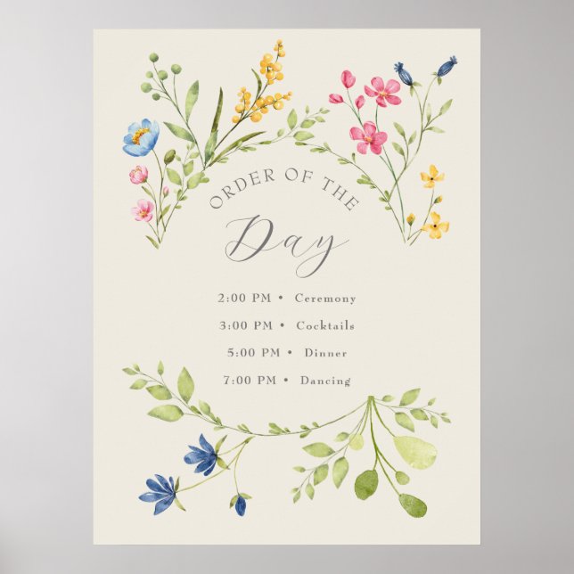 Wildflower Wedding Order of the Day Poster (Front)