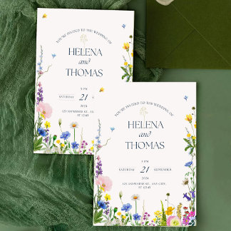 Wildflower Wedding Party Invitations 