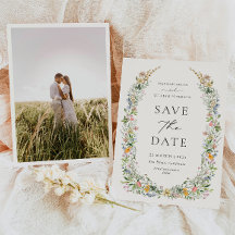 Wildflower Wedding Photo Save the Date Card