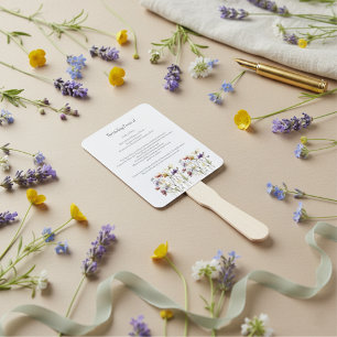 Wildflower Wedding Program, custom Hand Fan