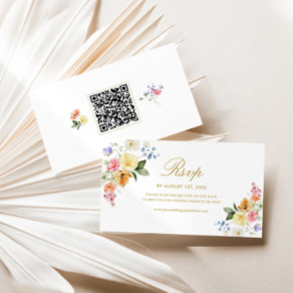 Wildflower Wedding QR Code RSVP Card