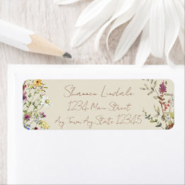 Wildflower Wedding Return Address Label