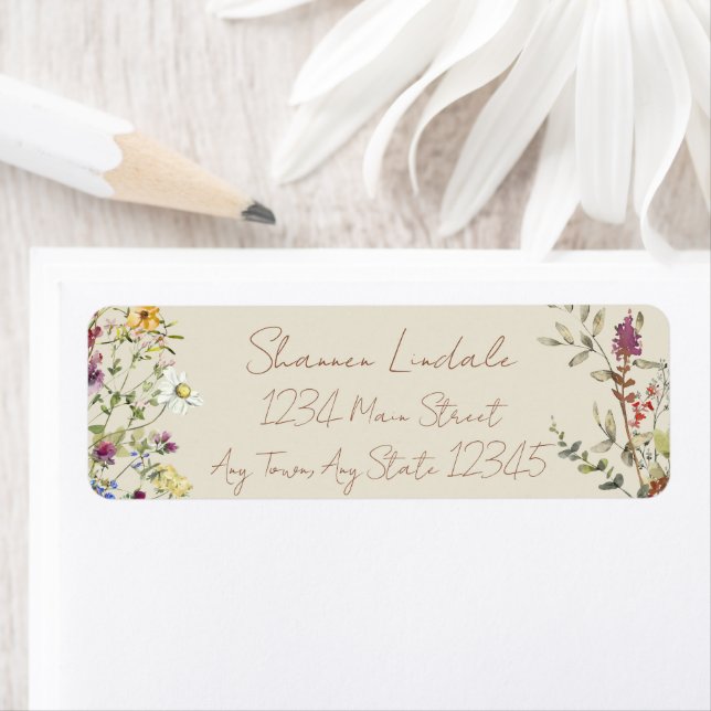 Wildflower Wedding Return Address Label (Insitu)