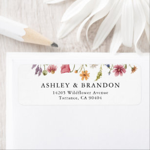 Wildflower Wedding Return Address Labels