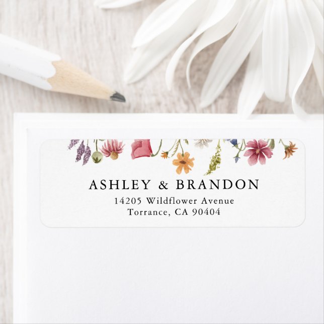 Wildflower Wedding Return Address Labels (Insitu)