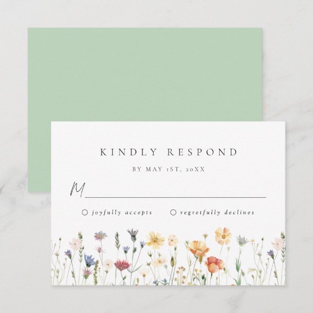 Wildflower Wedding RSVP Card (Front/Back)
