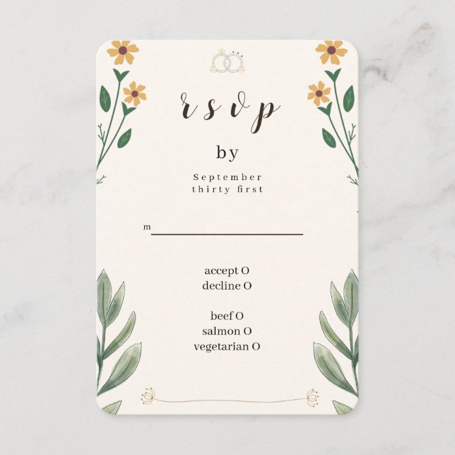 Wildflower Wedding RSVP Card (Front)