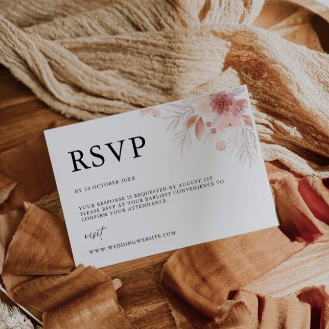 Wildflower  Wedding RSVP Card Template (Wildflower Wedding RSVP Card Template)